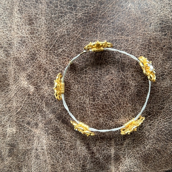 Seasonal Whispers Gold and silver with floral and rhinestone motif bracelet - Picture 2 of 4